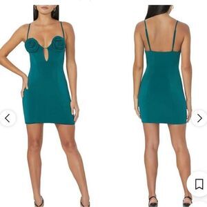 AFRM Silas Floral Appliqué Minidress In Botanical Green Size medium